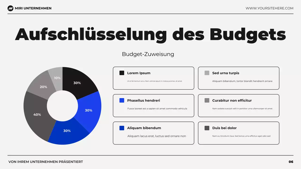 schwarz-blaue moderne Präsentation zur Budget-Finanzplanung