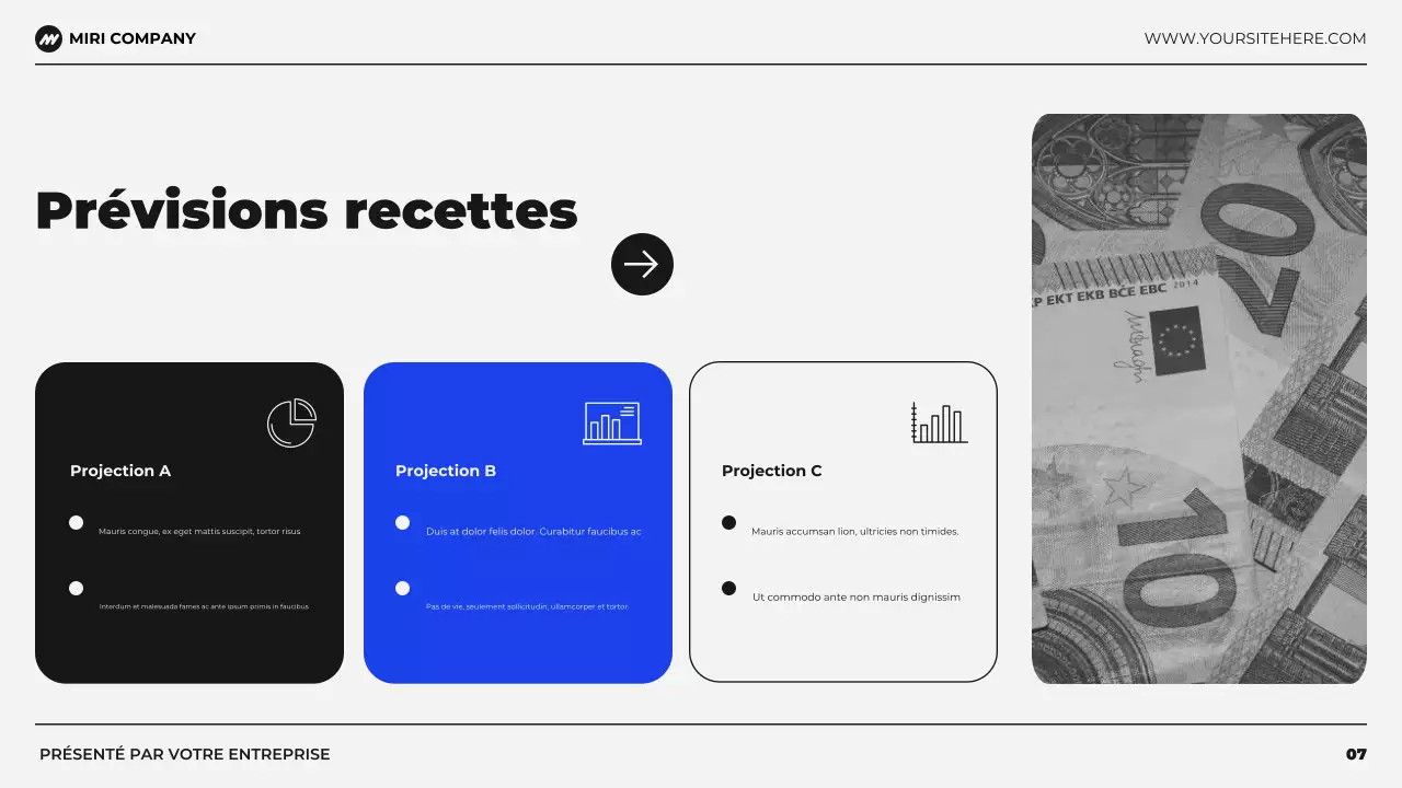 présentation de la planification financière du budget moderne en noir et bleu