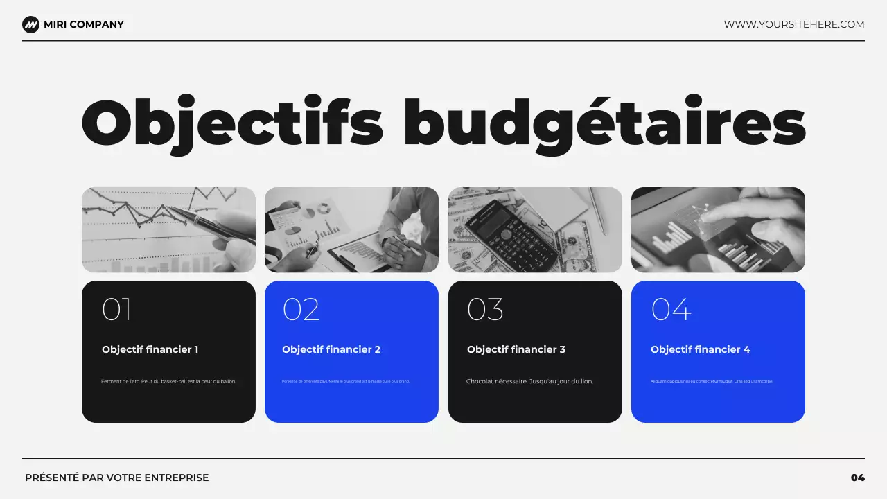 présentation de la planification financière du budget moderne en noir et bleu