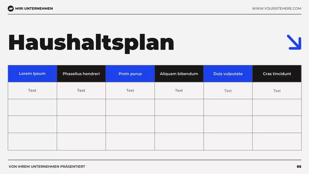 schwarz-blaue moderne Präsentation zur Budget-Finanzplanung