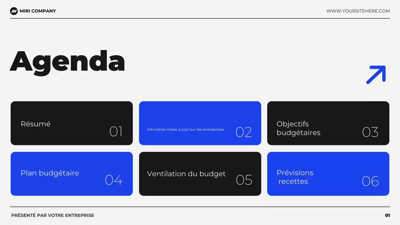 présentation de la planification financière du budget moderne en noir et bleu