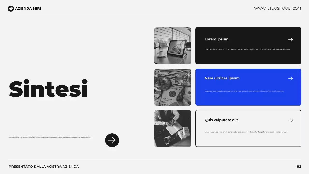 presentazione di pianificazione finanziaria di bilancio moderno nero e blu