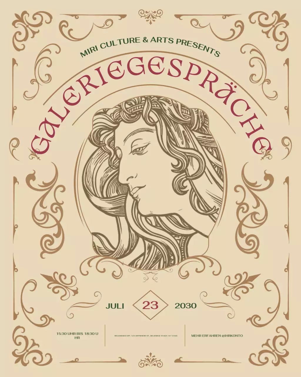 Beige klassische Kunstausstellung