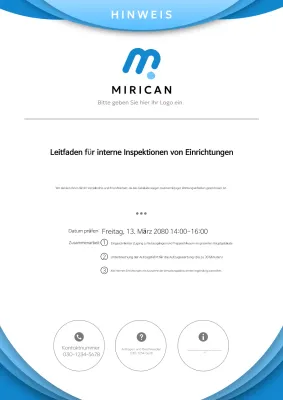 Einfacher Hinweis zur Betriebsinspektion in Blau und Himmelblau