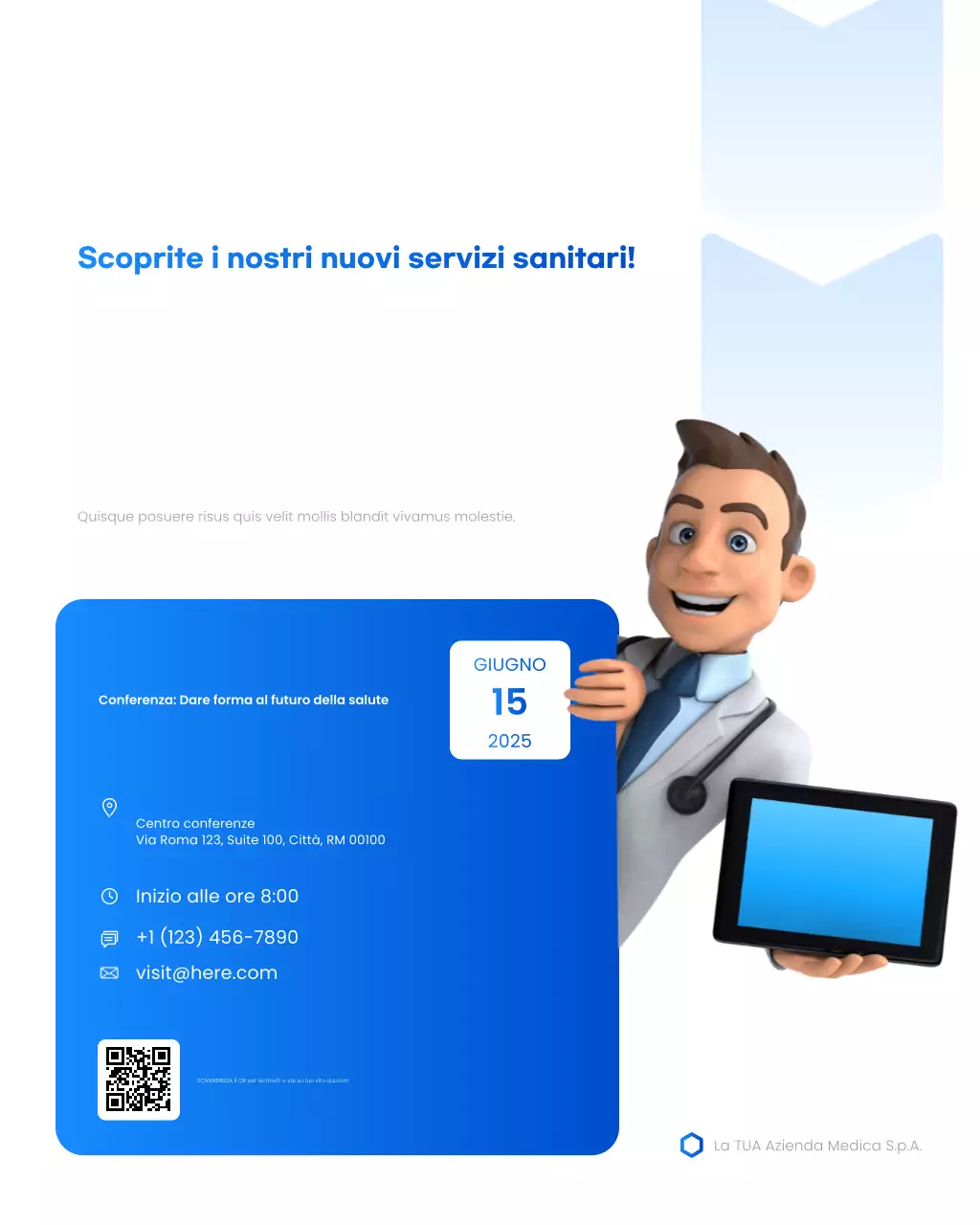 evento sanitario moderno blu