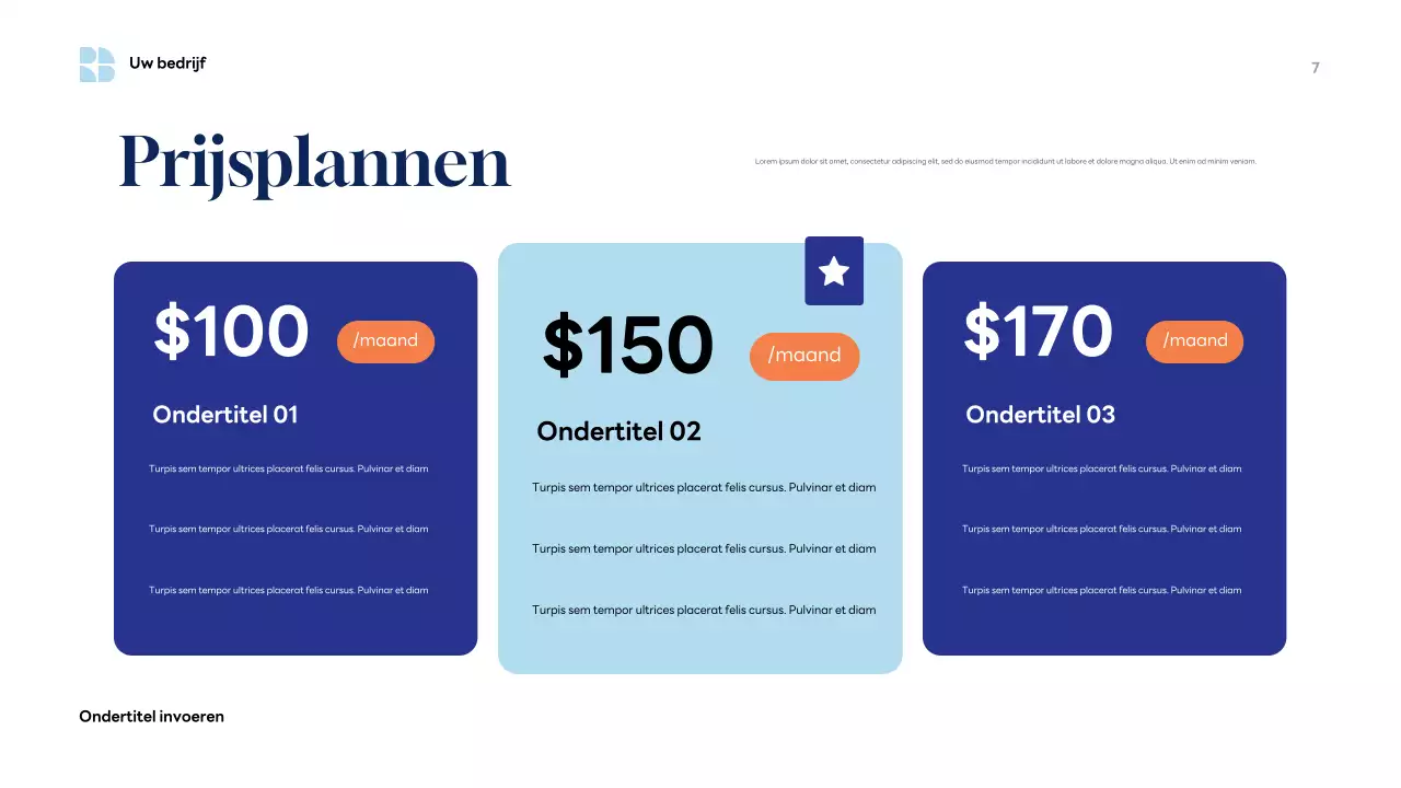 Blauwe moderne zakelijke presentatie