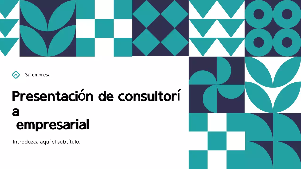 Presentación empresarial geométrica en verde azulado
