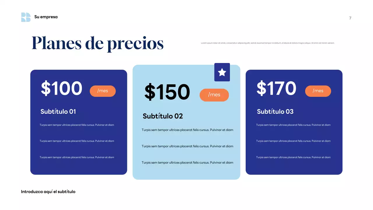 Presentación empresarial moderna en azul