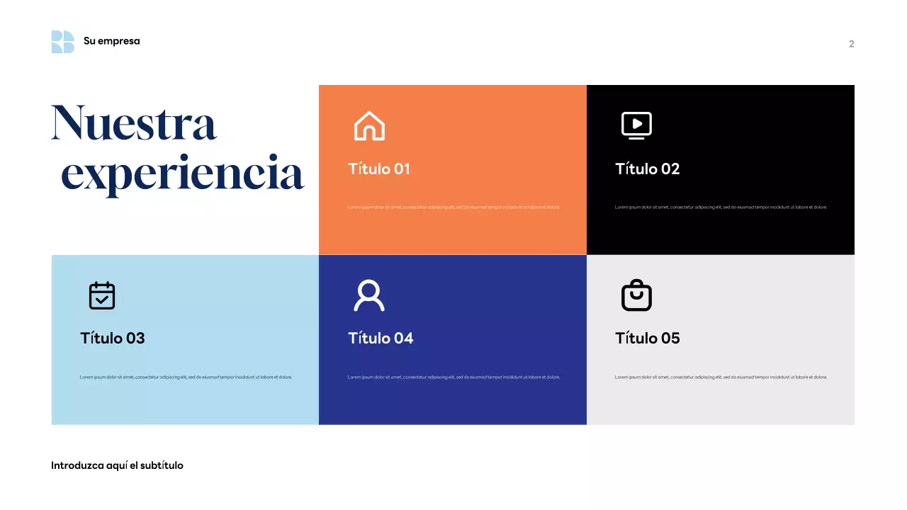 Presentación empresarial moderna en azul