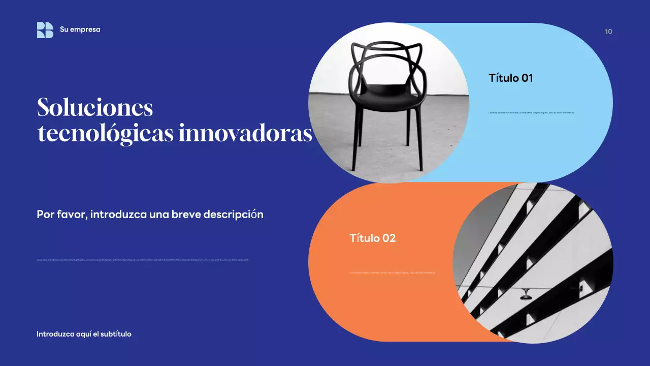 Presentación empresarial moderna en azul