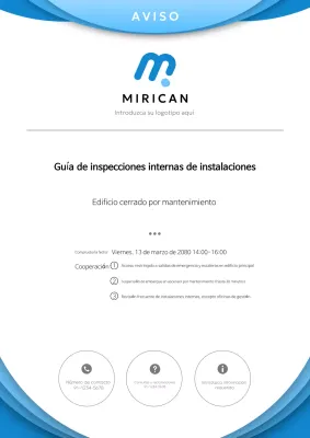Aviso de inspección de instalaciones sencillas en azul y celeste
