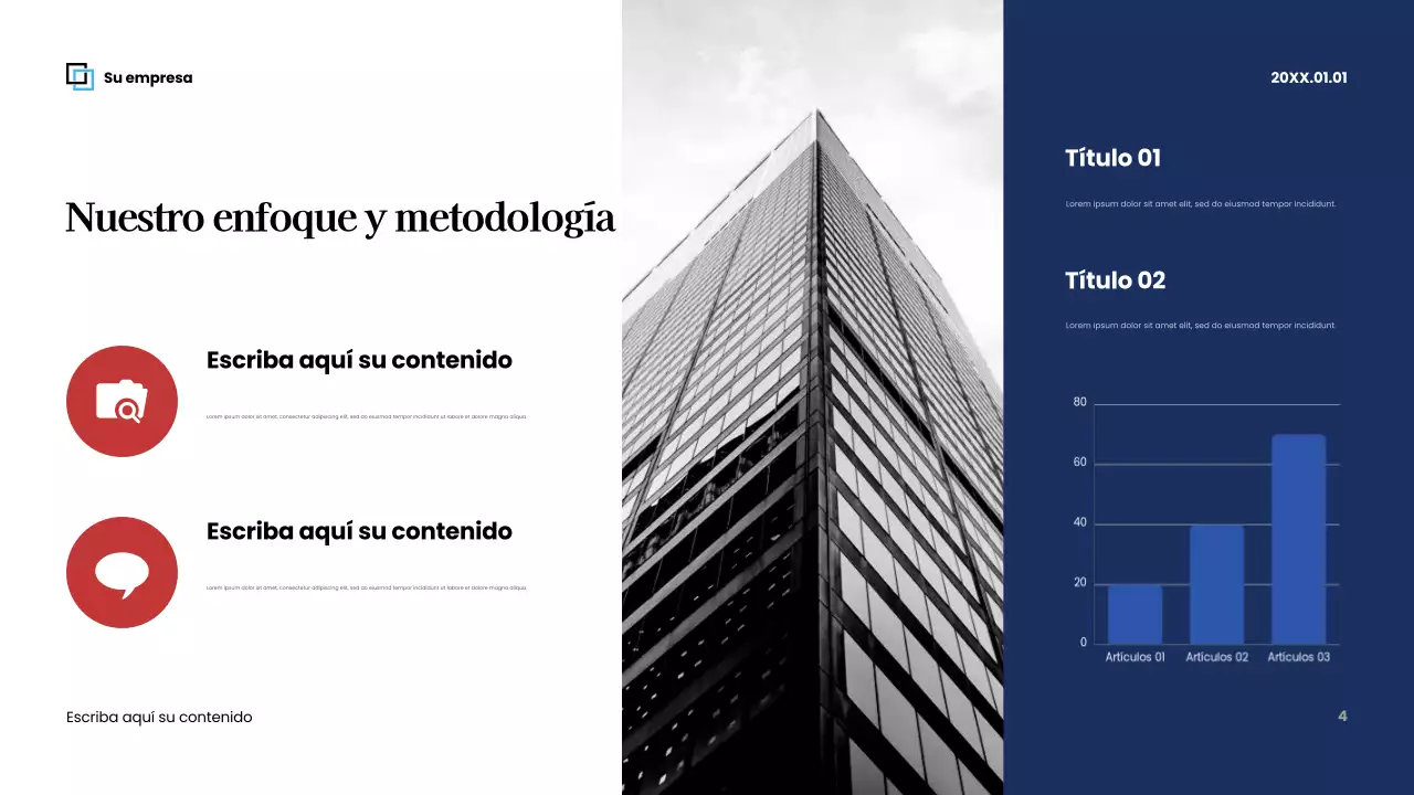 Presentación empresarial moderna en rojo