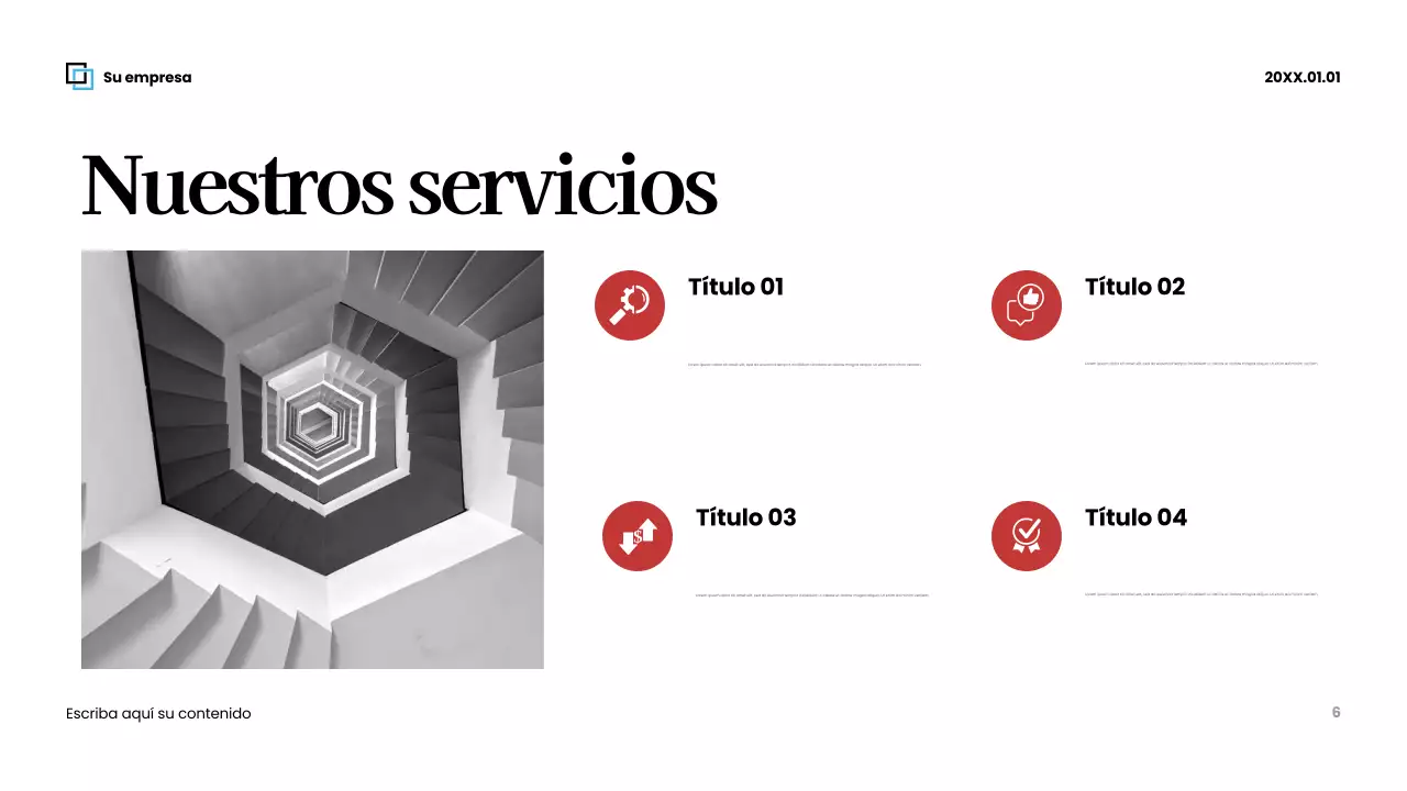 Presentación empresarial moderna en rojo