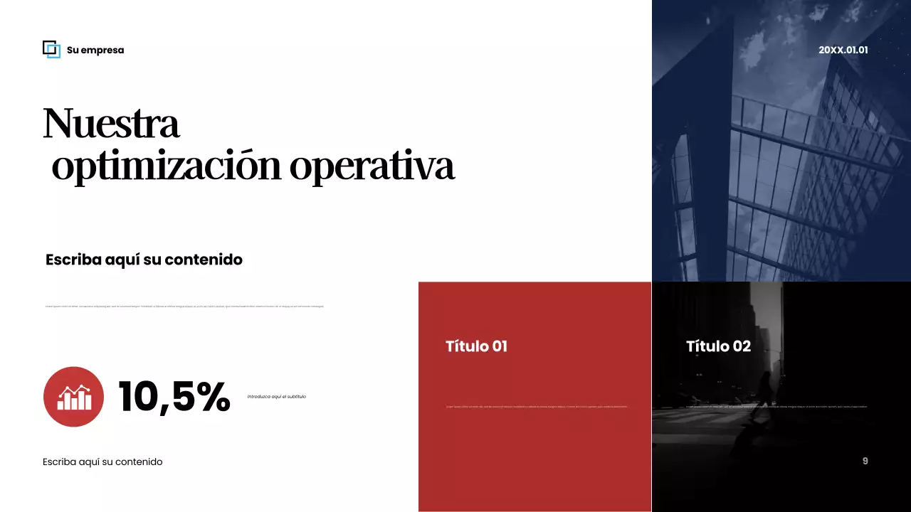 Presentación empresarial moderna en rojo