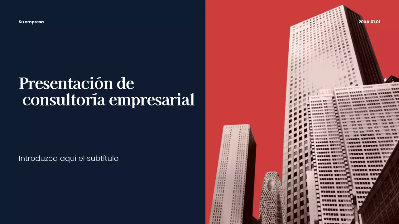 Presentación empresarial moderna en rojo