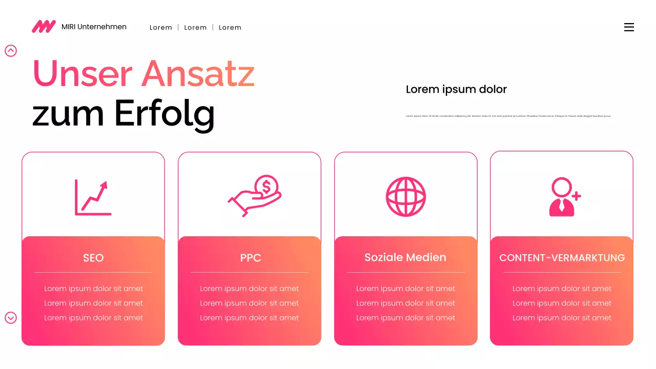 moderne digitale Marketingpräsentation mit Farbverlauf