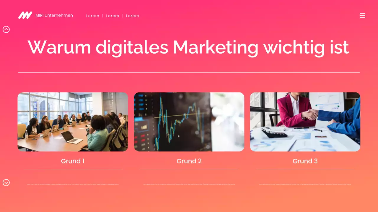 moderne digitale Marketingpräsentation mit Farbverlauf