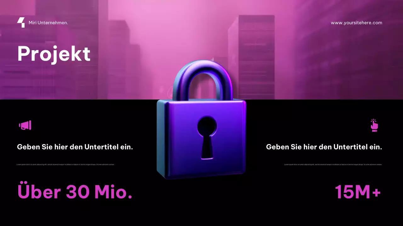 Lila, futuristische Cybersecurity-Werbung