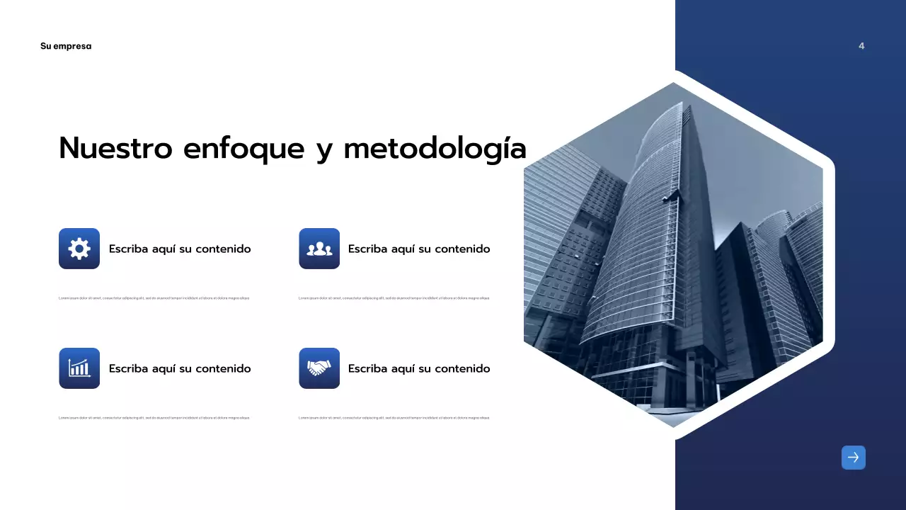 Presentación empresarial moderna en azul