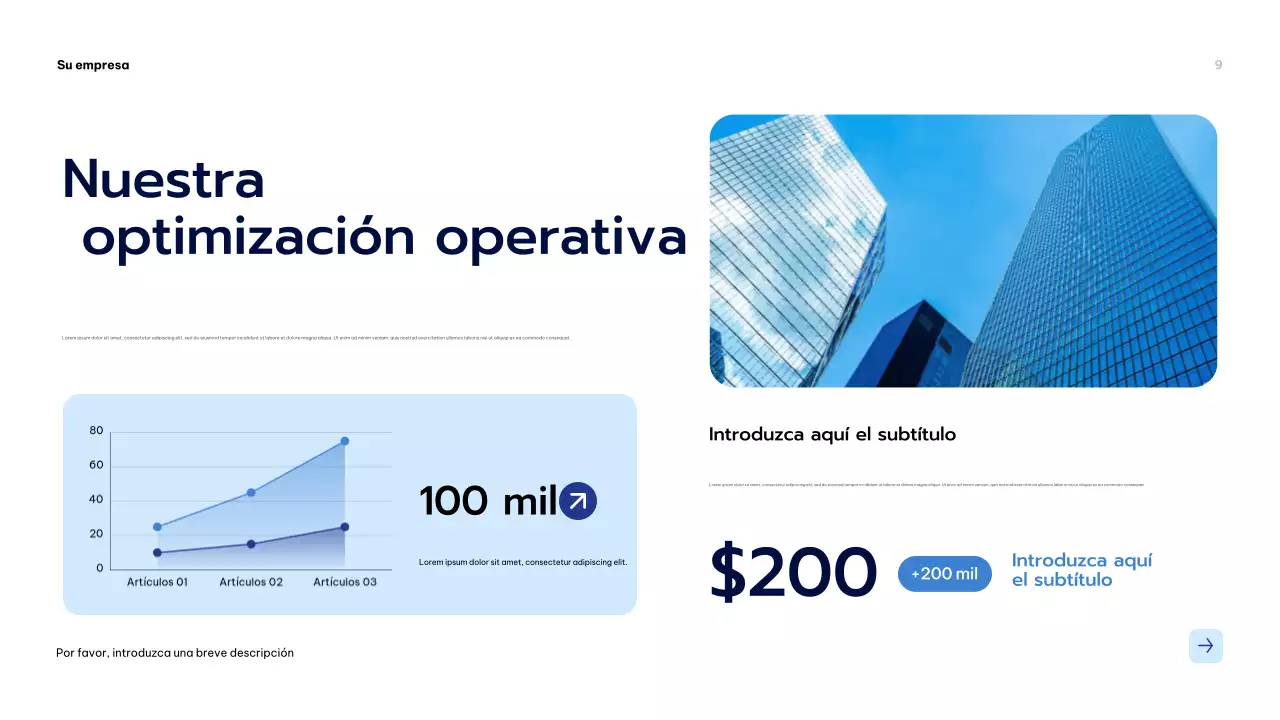 Presentación empresarial moderna en azul