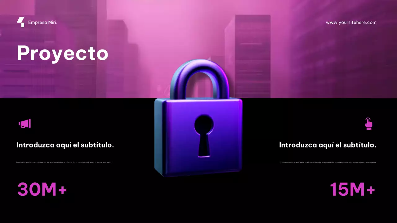 Promoción de ciberseguridad futurista de color púrpura