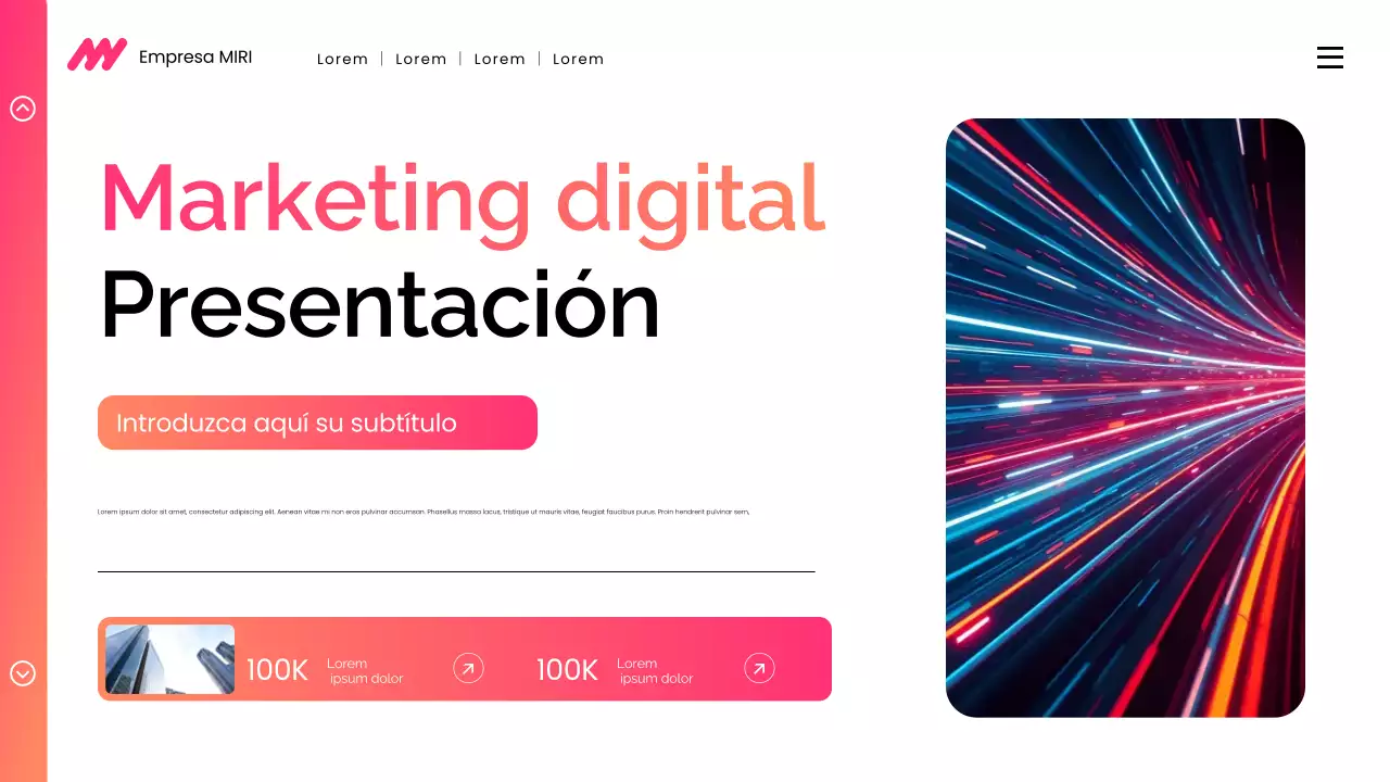 Presentación de marketing digital moderna con degradado