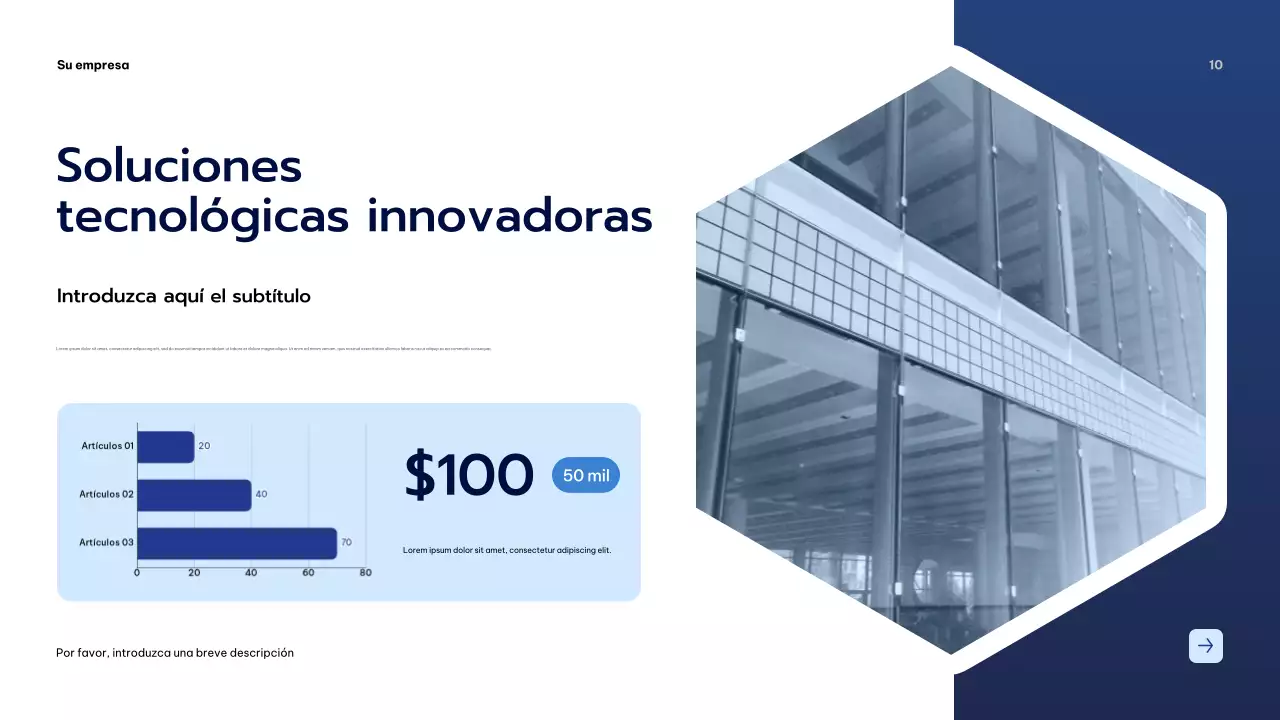 Presentación empresarial moderna en azul