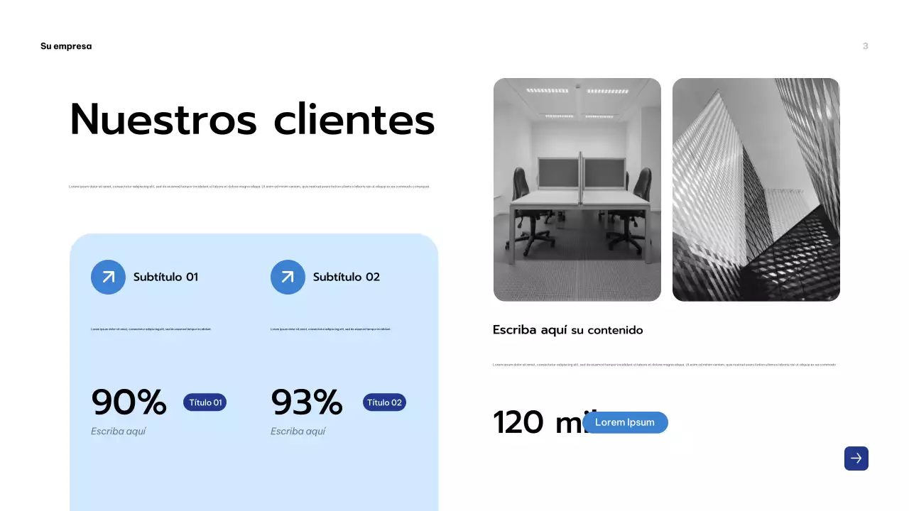 Presentación empresarial moderna en azul