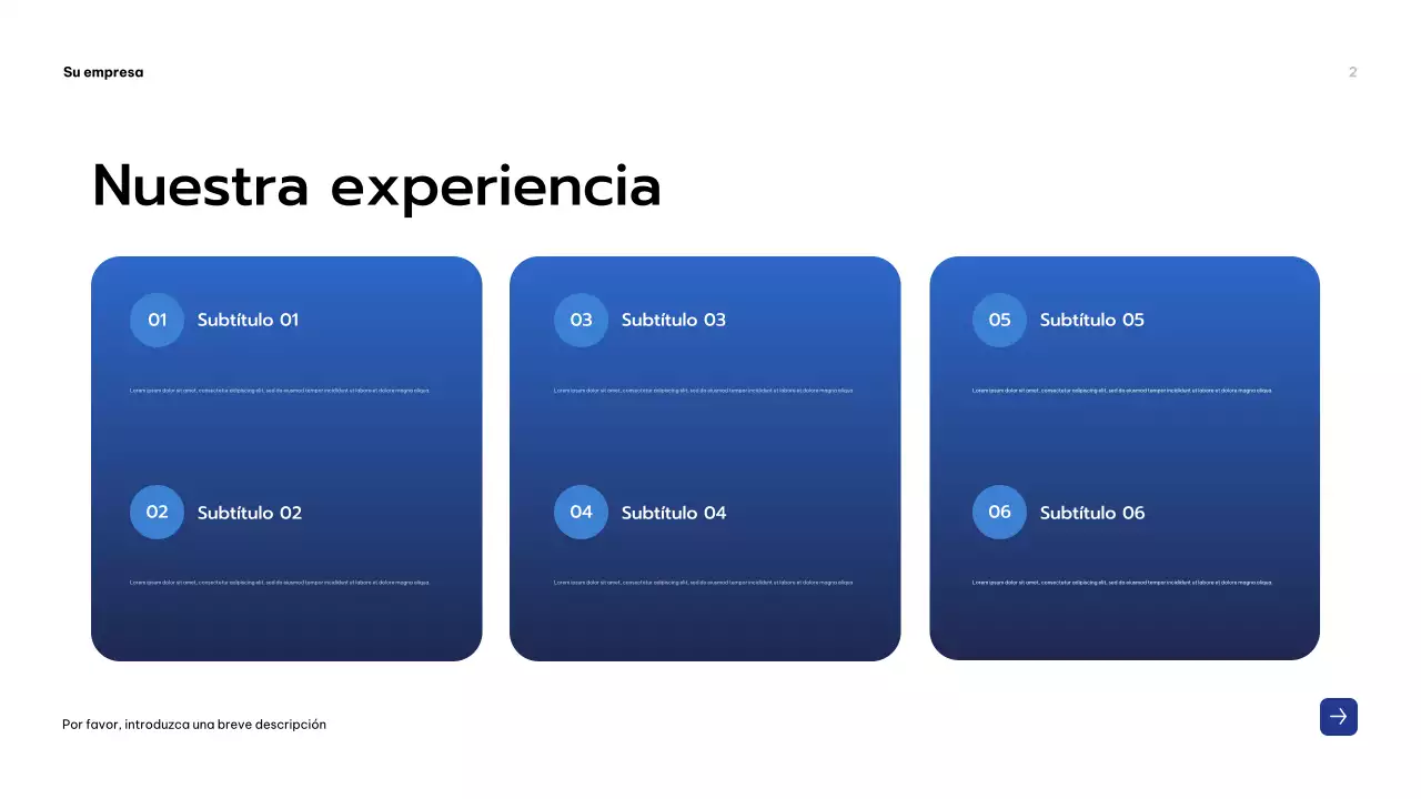 Presentación empresarial moderna en azul