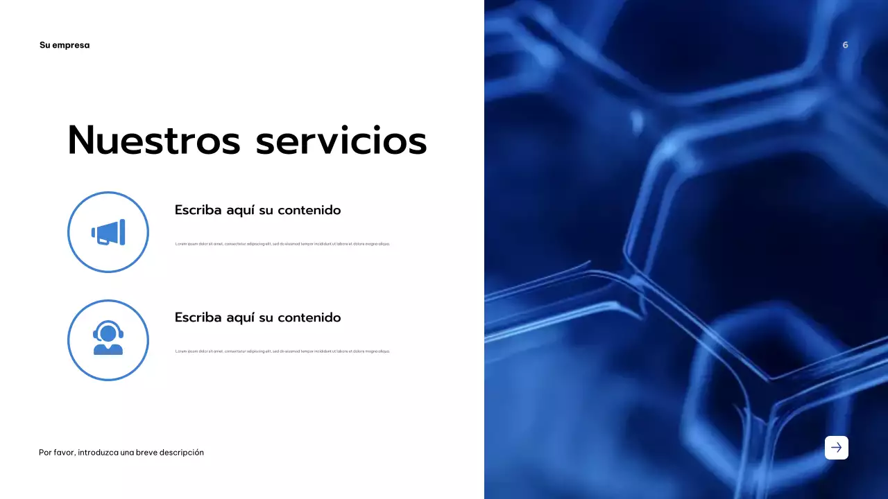 Presentación empresarial moderna en azul