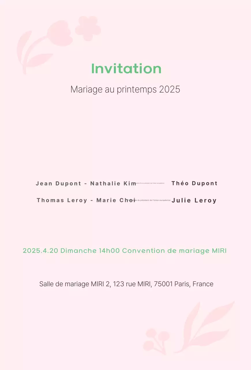 Invitation graphique mignonne avec illustration de fleur