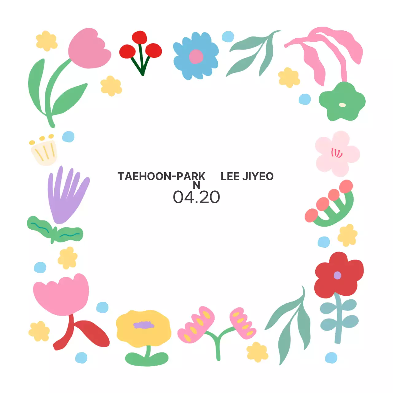 Niedliche grafische Einladung mit Blumenillustration