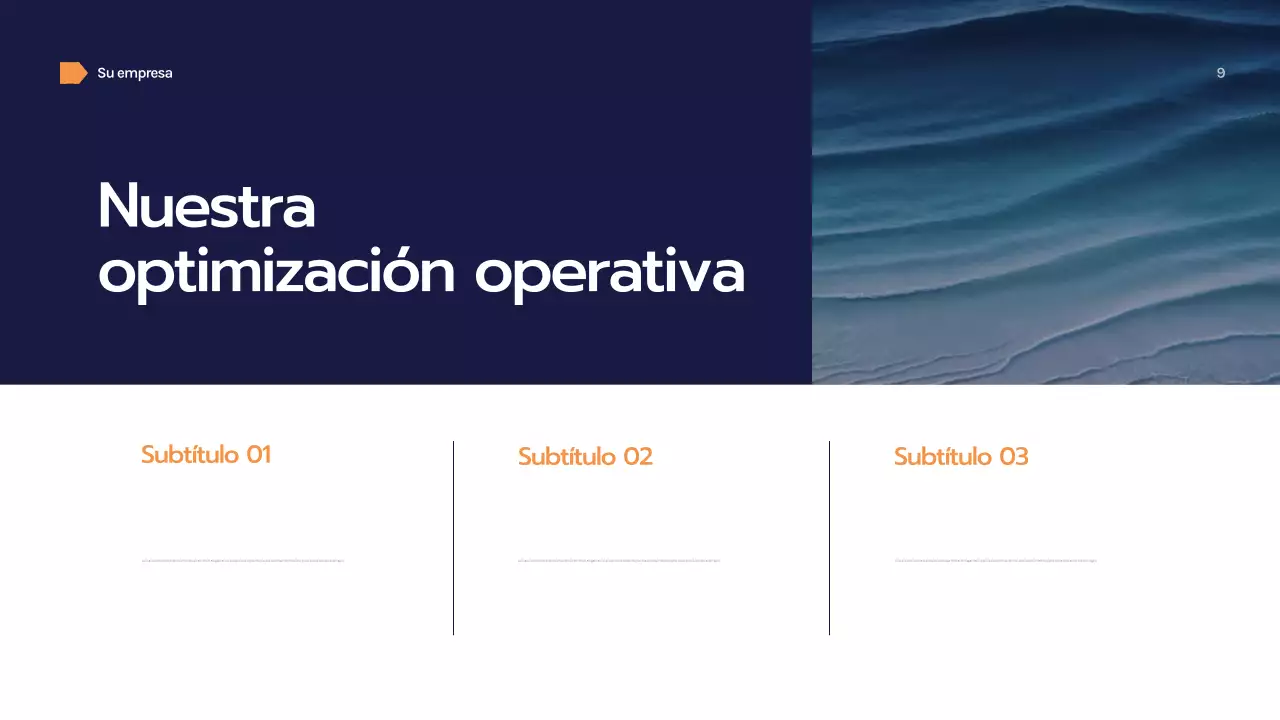 Presentación empresarial con diseño geométrico de la marina