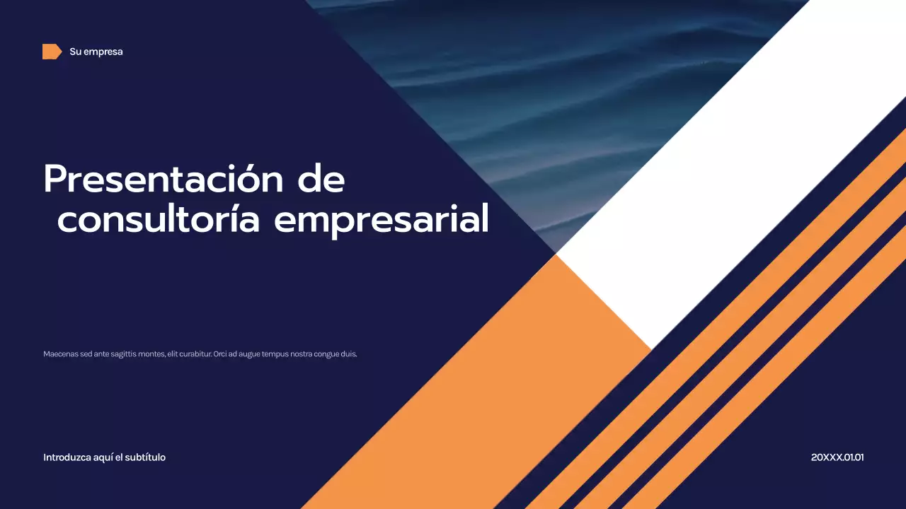 Presentación empresarial con diseño geométrico de la marina