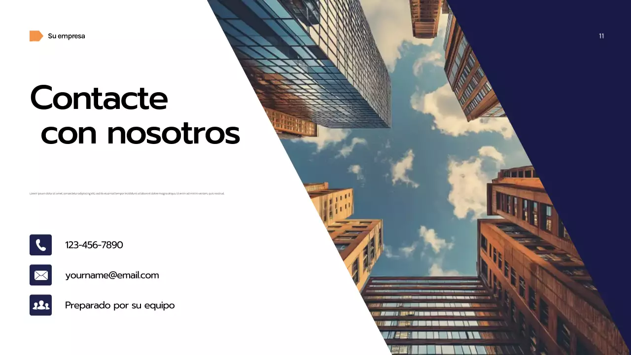 Presentación empresarial con diseño geométrico de la marina