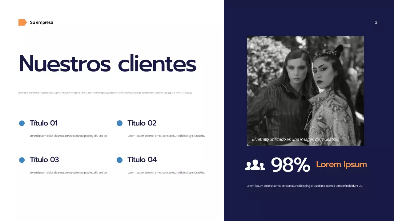 Presentación empresarial con diseño geométrico de la marina