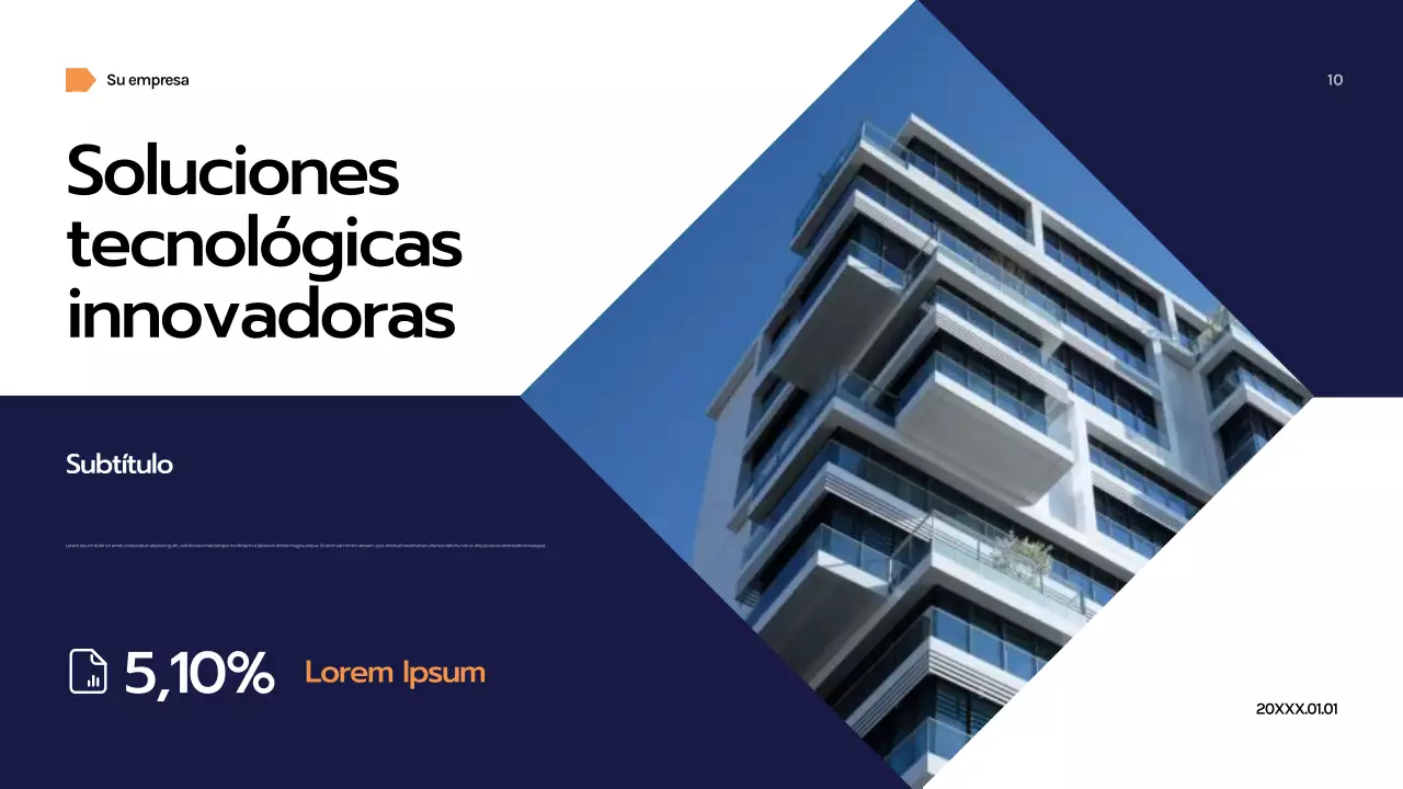 Presentación empresarial con diseño geométrico de la marina