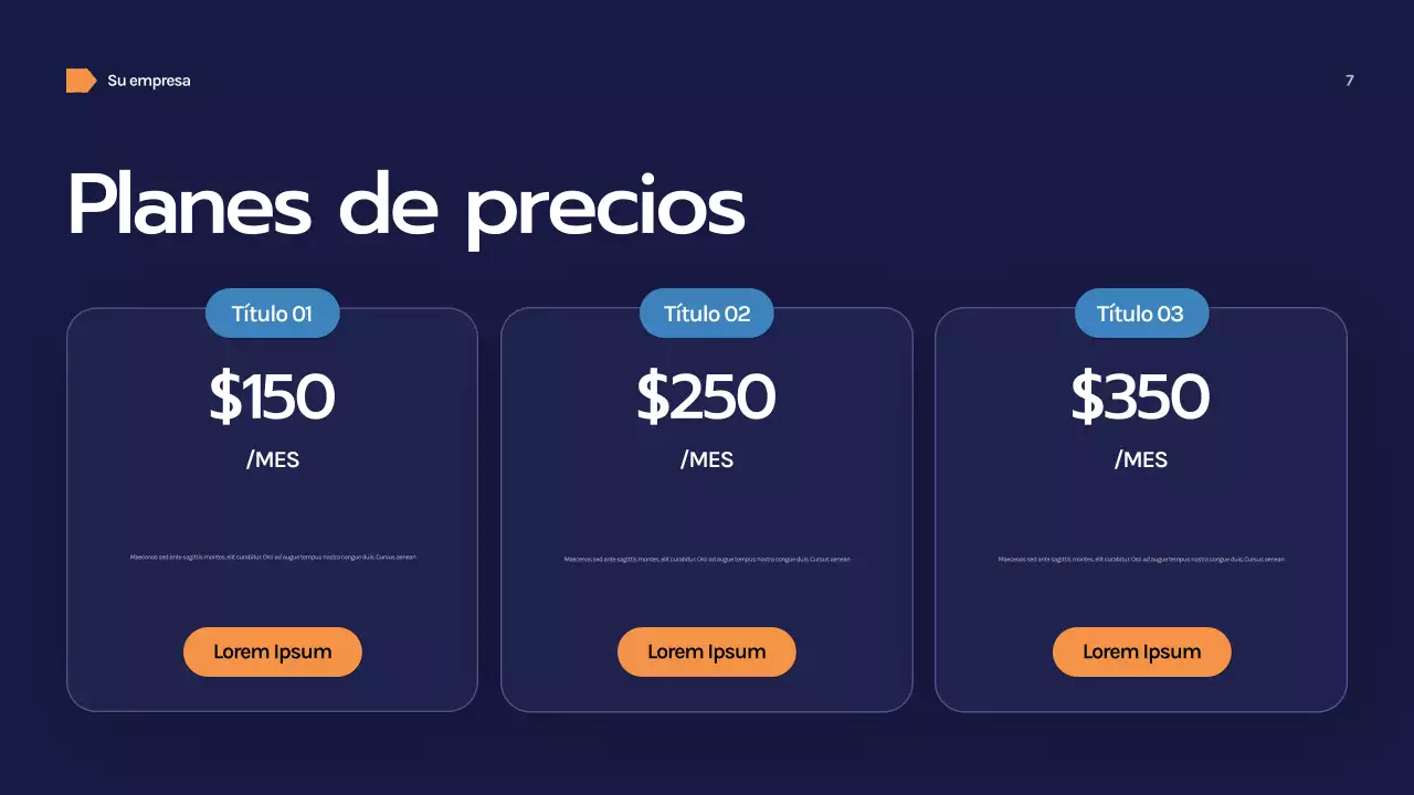 Presentación empresarial con diseño geométrico de la marina