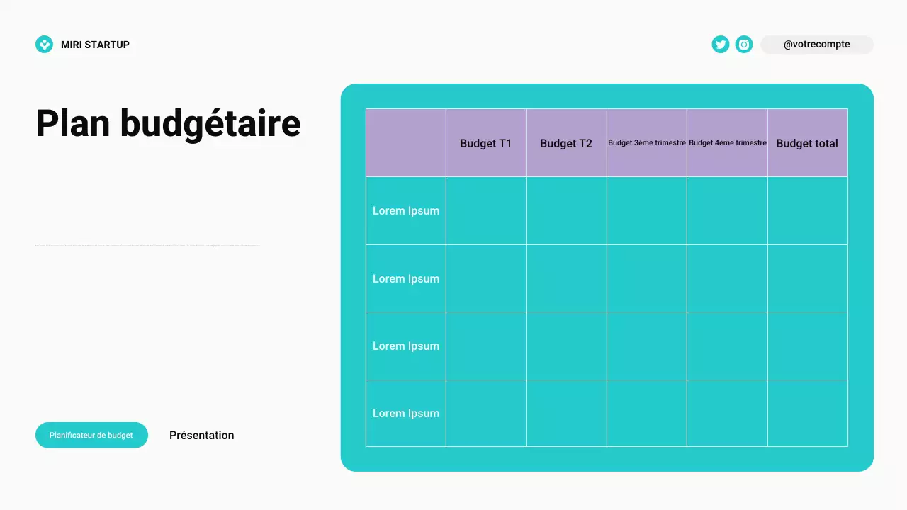Grille de planification budgétaire moderne Bento bleu sarcelle et violet