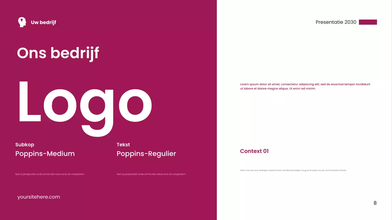 Roze modern visitekaartje