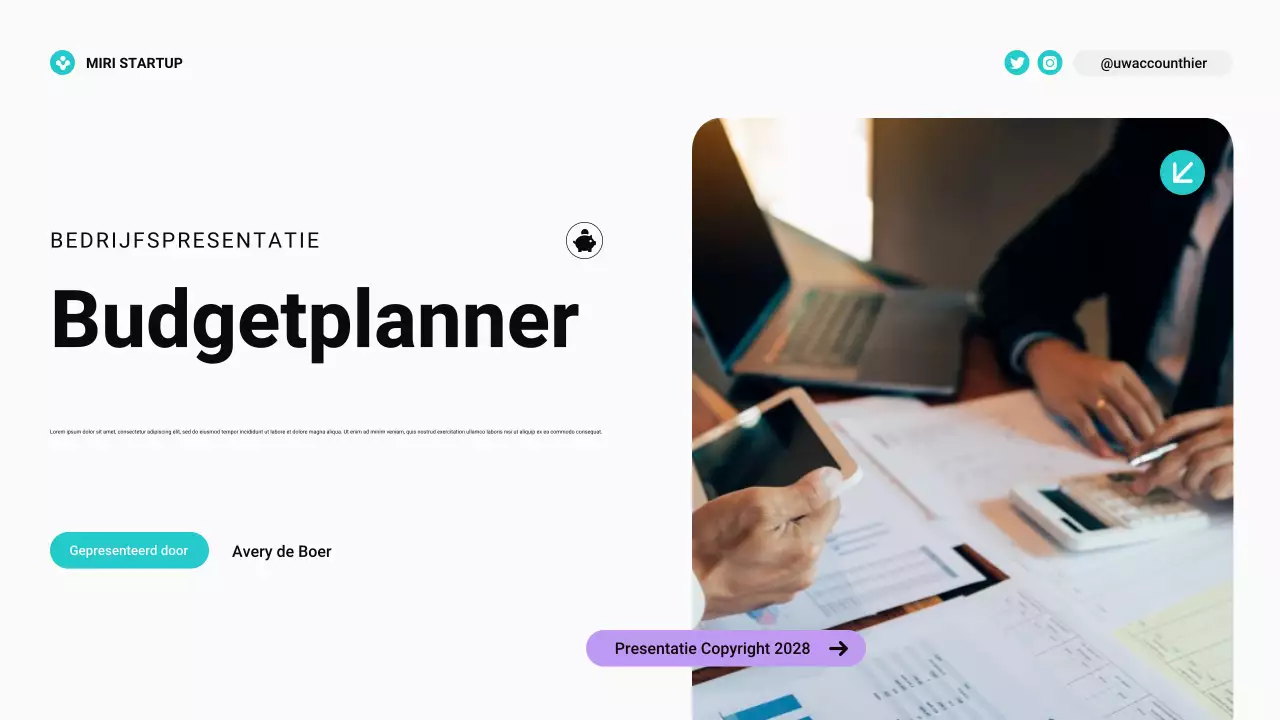 Moderne Bento Grid Budget Planner in Teal en Paars