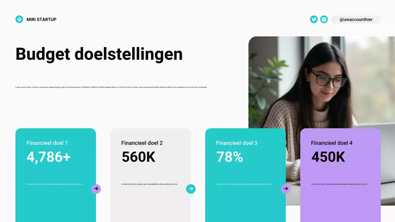 Moderne Bento Grid Budget Planner in Teal en Paars