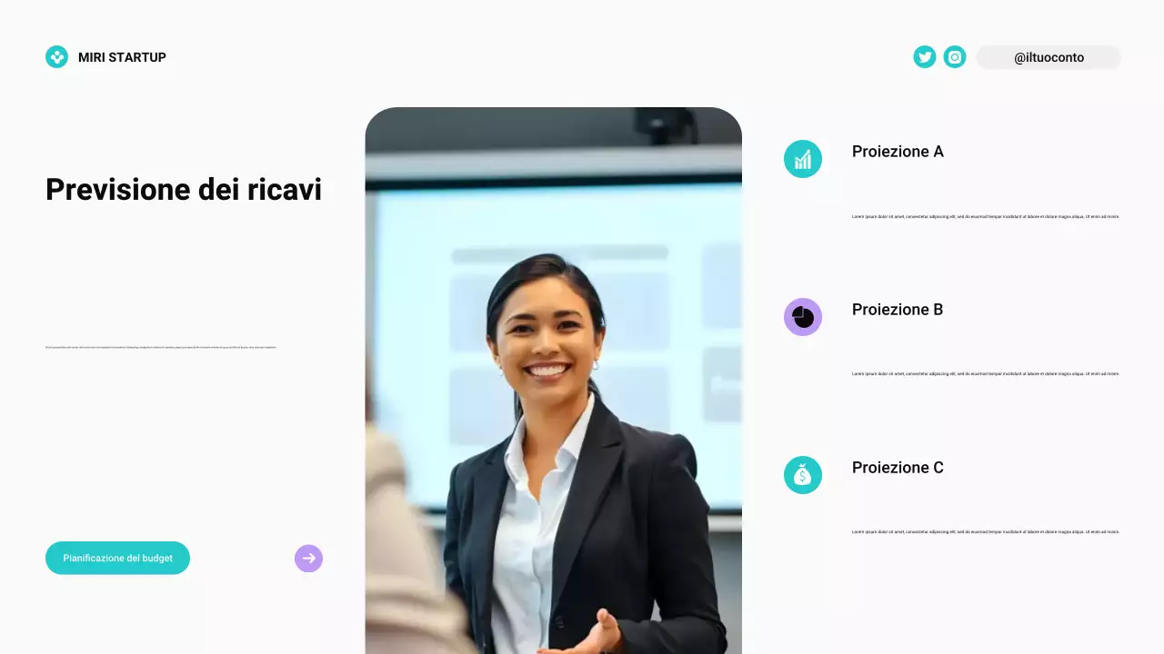 Planner budget moderno Bento Grid verde acqua e viola