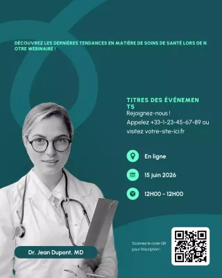 Webinaire sur les soins de santé modernes et plats en vert sarcelle