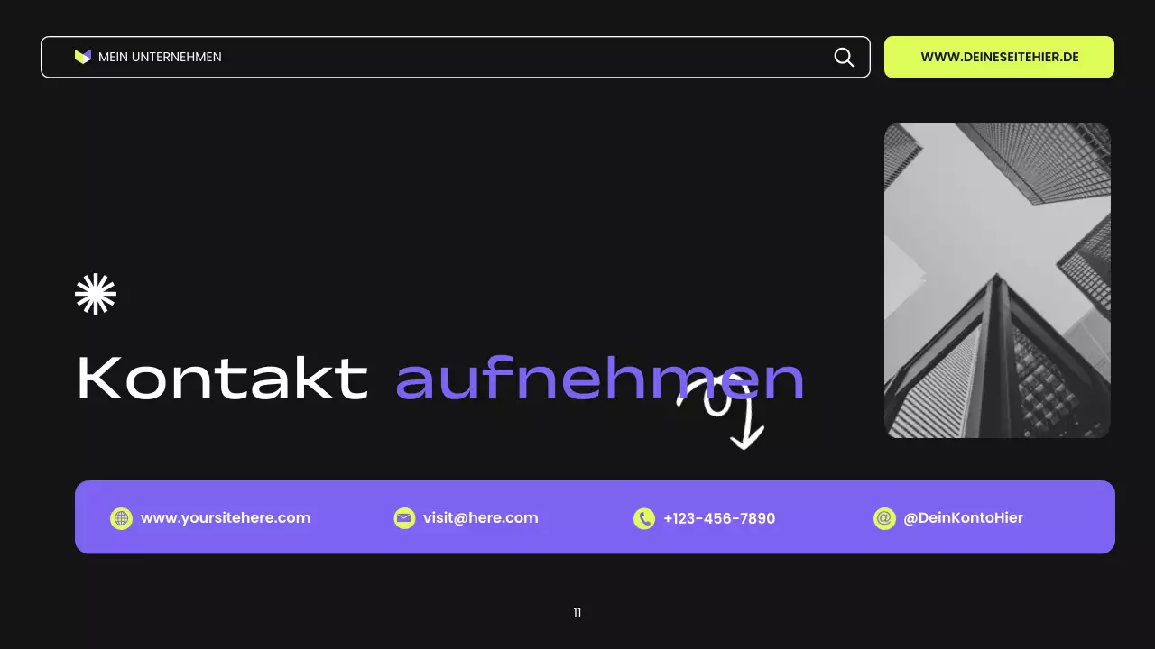 schwarz-violette und grüne moderne digitale Marketingpräsentation