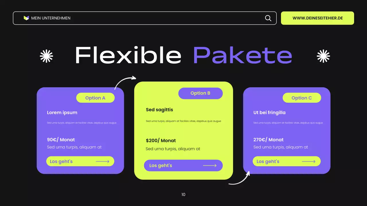 schwarz-violette und grüne moderne digitale Marketingpräsentation