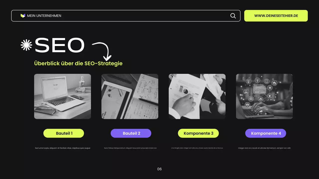 schwarz-violette und grüne moderne digitale Marketingpräsentation