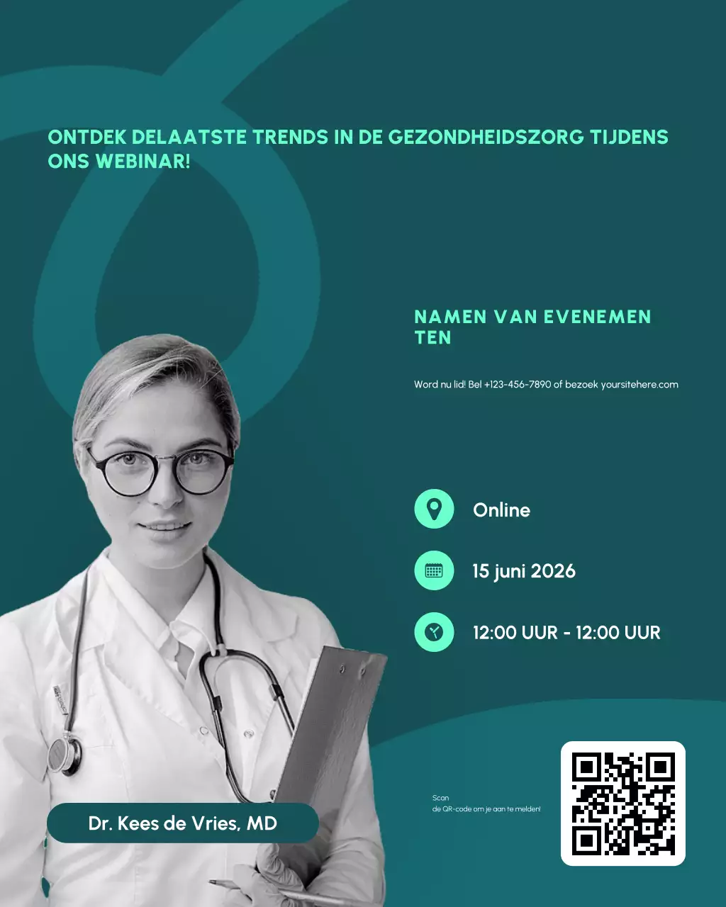 Teal Green Flat Modern Healthcare Webinar Evenement Post