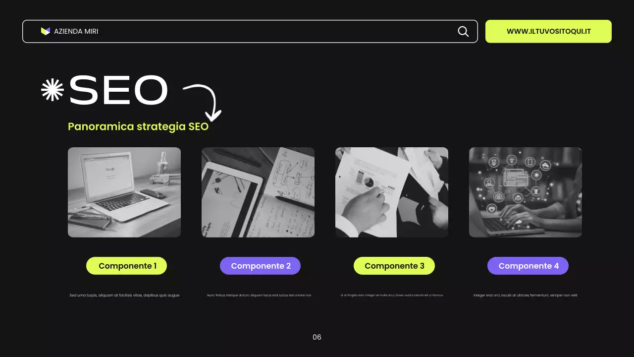 presentazione di marketing digitale moderno nero viola e verde