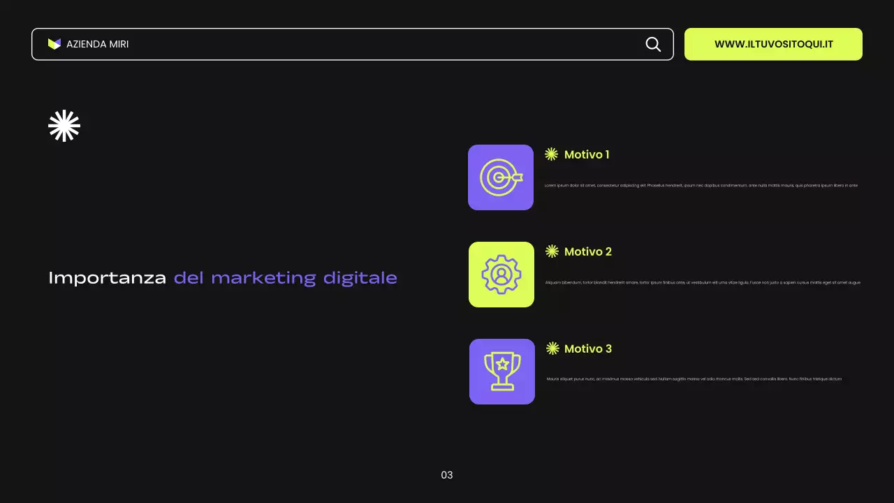 presentazione di marketing digitale moderno nero viola e verde